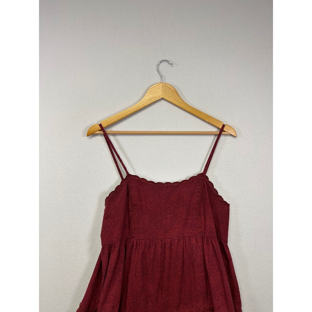 Boho Cottagecore Aeropostale Womens Medium Burgundy Tiered Babydoll Cotton Dress - Picture 7 of 9